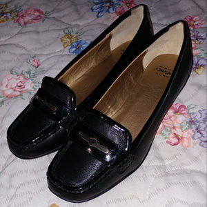 Circa Joan David Black Leather Luxe Slip On Shoes Size 7M Women